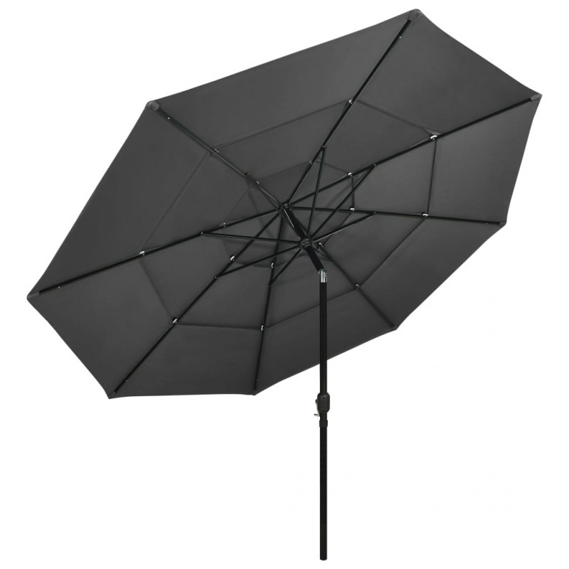 3-poziomowy parasol na aluminiowym słupku, antracytowy, 3,5 m