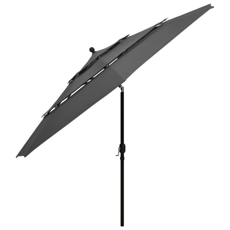 3-poziomowy parasol na aluminiowym słupku, antracytowy, 3,5 m