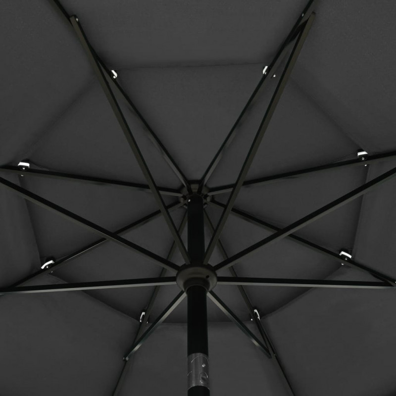 3-poziomowy parasol na aluminiowym słupku, antracytowy, 3,5 m