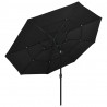 3-poziomowy parasol na aluminiowym słupku, czarny, 3,5 m