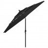3-poziomowy parasol na aluminiowym słupku, czarny, 3,5 m