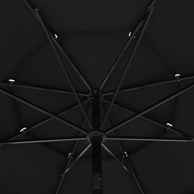 3-poziomowy parasol na aluminiowym słupku, czarny, 3,5 m