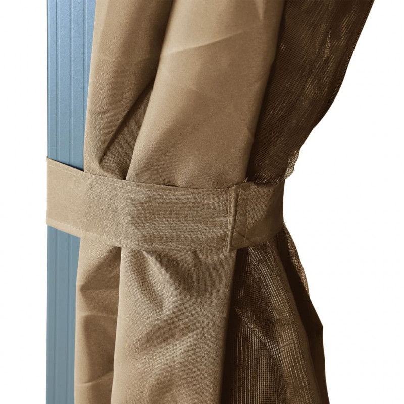 Altana ogrodowa z zasłonami, 400 x 300 cm, taupe, aluminium