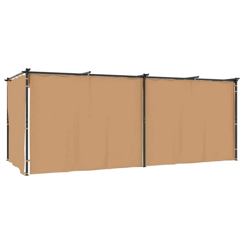 Altana ogrodowa z zasłonami, 6 x 3 m, kolor taupe, stal