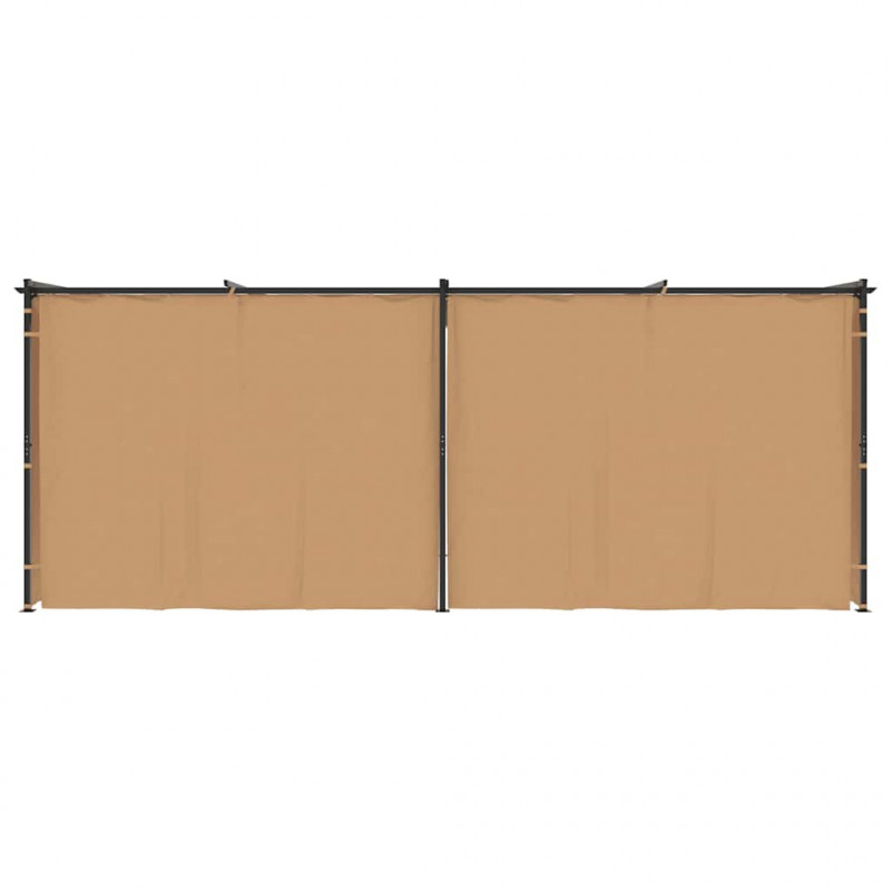 Altana ogrodowa z zasłonami, 6 x 3 m, kolor taupe, stal