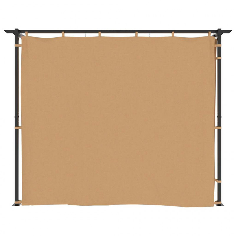 Altana ogrodowa z zasłonami, 6 x 3 m, kolor taupe, stal
