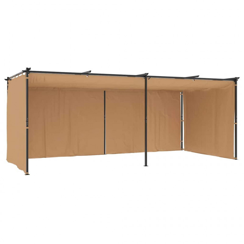 Altana ogrodowa z zasłonami, 6 x 3 m, kolor taupe, stal