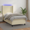 Łóżko kontynentalne z LED, materac, kremowe, ekoskóra 80x200 cm