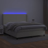 Łóżko kontynentalne z LED, materac, kremowe, ekoskóra 180x200cm