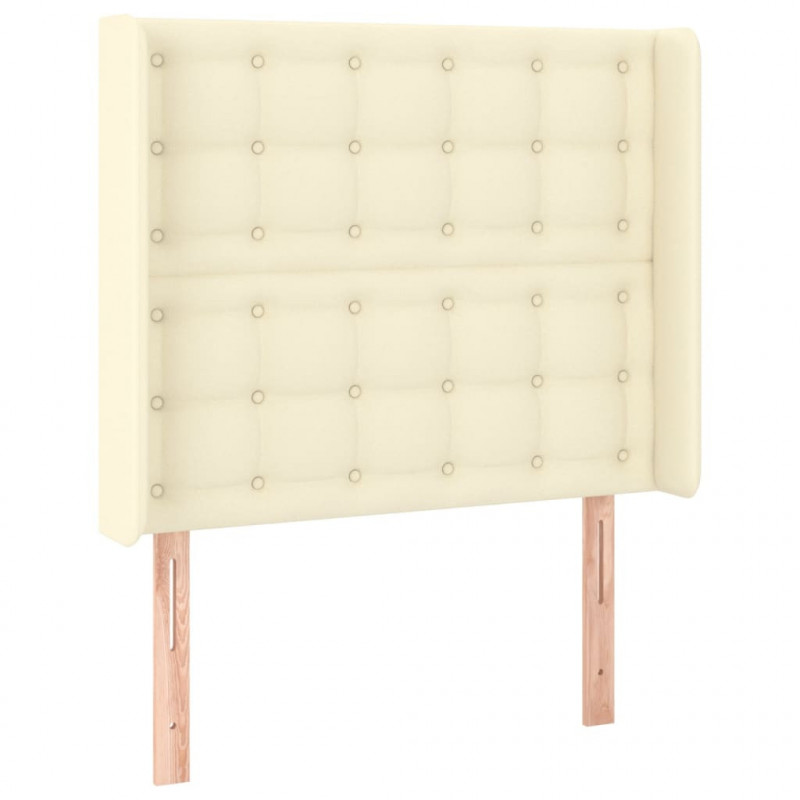 Łóżko kontynentalne z LED, materac, kremowe, ekoskóra 100x200cm