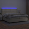 Łóżko kontynentalne z LED, materac, kremowe, ekoskóra 200x200cm