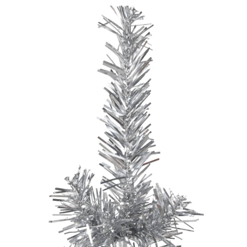 Smukła choinka połówka ze stojakiem, sztuczna, srebrna, 240 cm