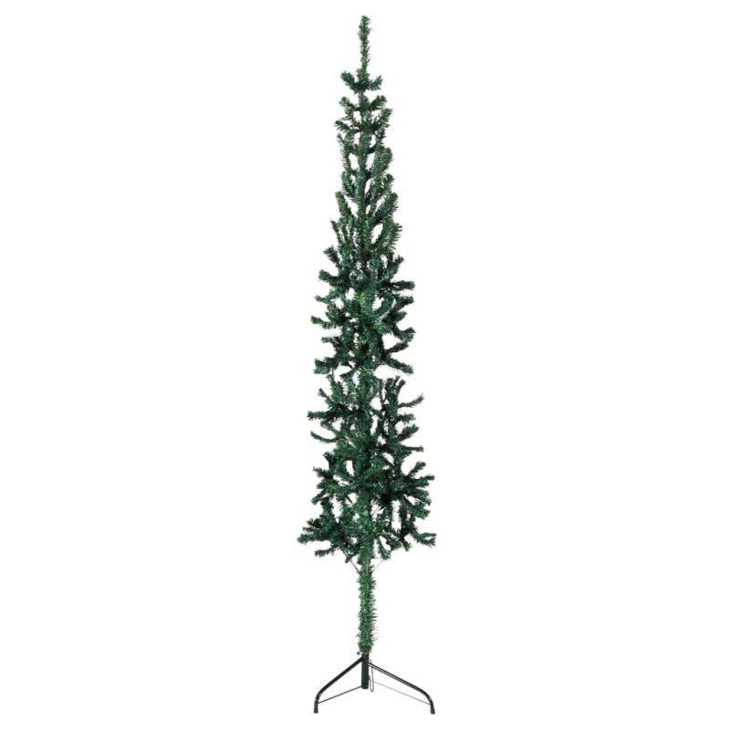 Smukła choinka połówka ze stojakiem, sztuczna, zielona, 180 cm