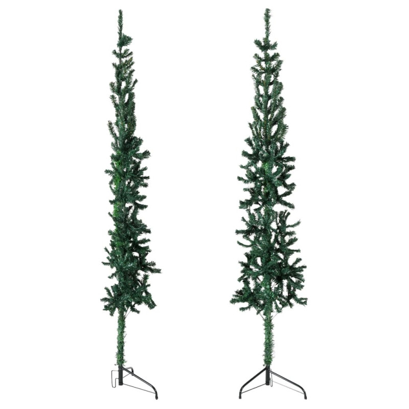 Smukła choinka połówka ze stojakiem, sztuczna, zielona, 240 cm