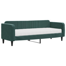 Sofa z materacem do spania, ciemnozielona, 80x200 cm, aksamit