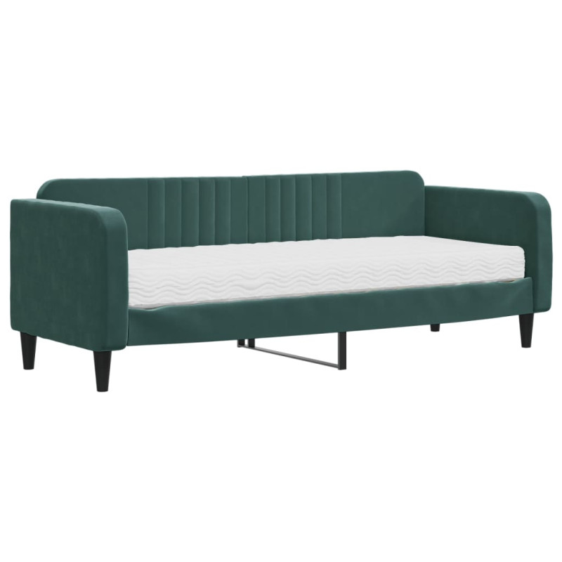 Sofa z materacem do spania, ciemnozielona, 80x200 cm, aksamit