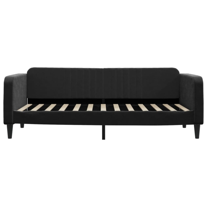 Sofa z materacem do spania, czarna, 90x200 cm, aksamit