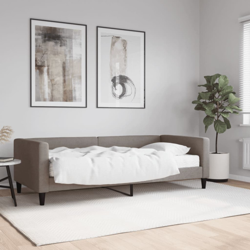 Sofa z materacem do spania, kolor taupe, 90x200 cm, tkanina