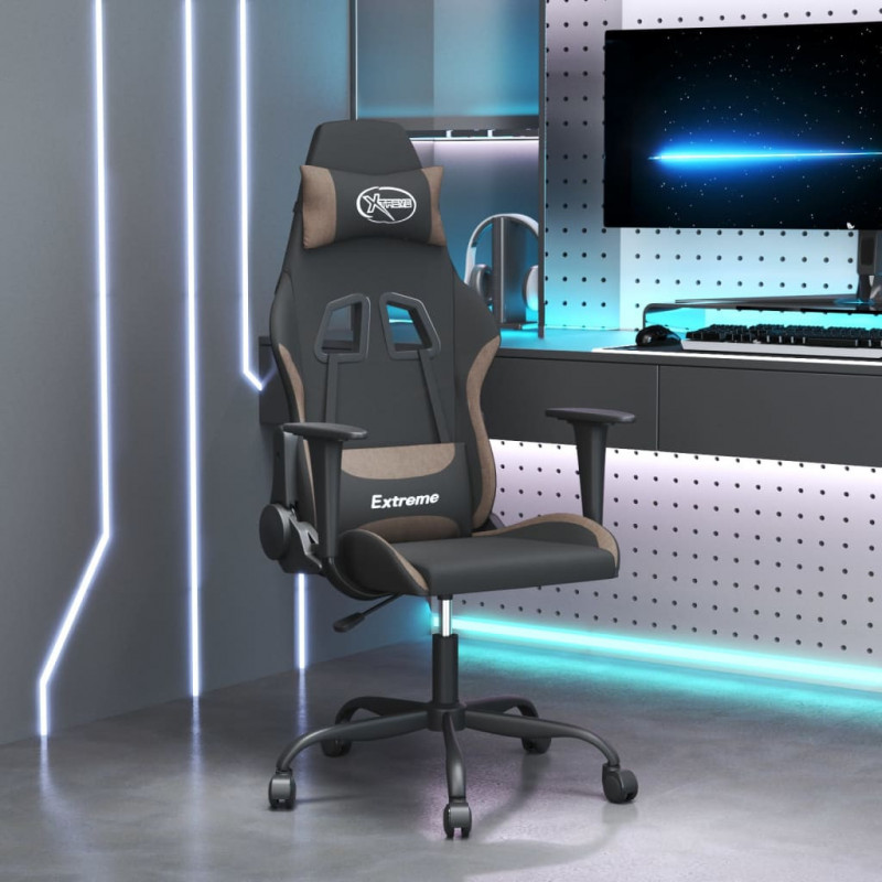 Fotel gamingowy, czarny i taupe, tkanina