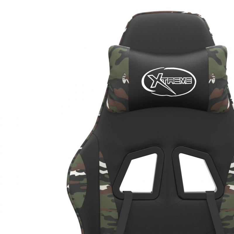 Fotel gamingowy, czarny i moro, sztuczna skóra