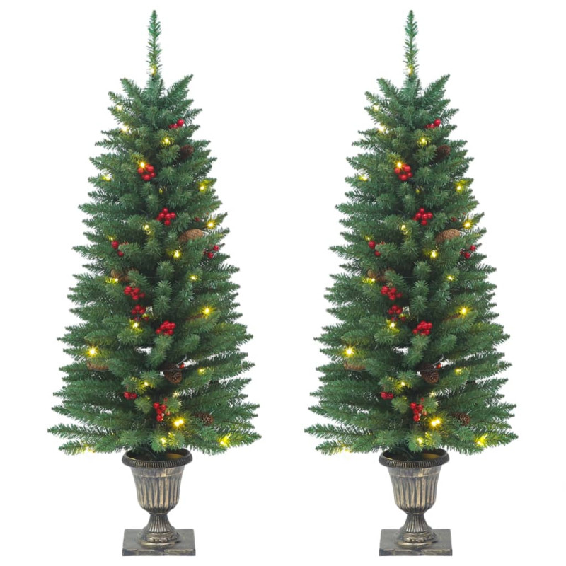 Sztuczne choinki, 2 szt., 100 LED, zielone, 120 cm