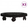 Podstawki pod donicę, z kółkami, 3 szt., 30 cm, czarne, 170 kg