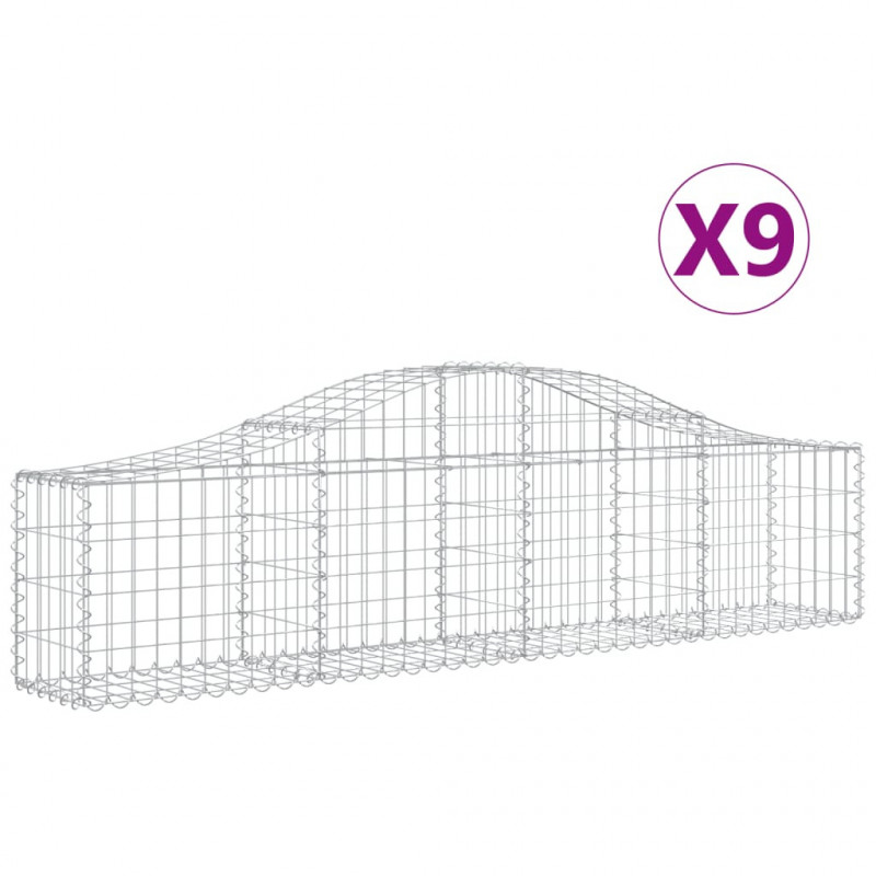 Kosze gabionowe, 9 szt, 200x30x40/60 cm, galwanizowane żelazo