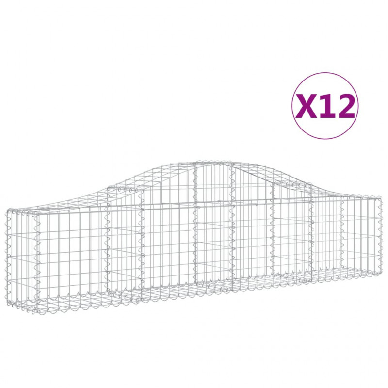 Kosze gabionowe, 12 szt, 200x30x40/60 cm, galwanizowane żelazo