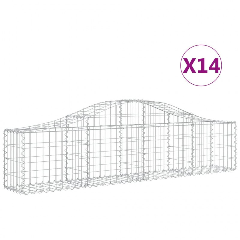 Kosze gabionowe, 14 szt, 200x30x40/60 cm, galwanizowane żelazo
