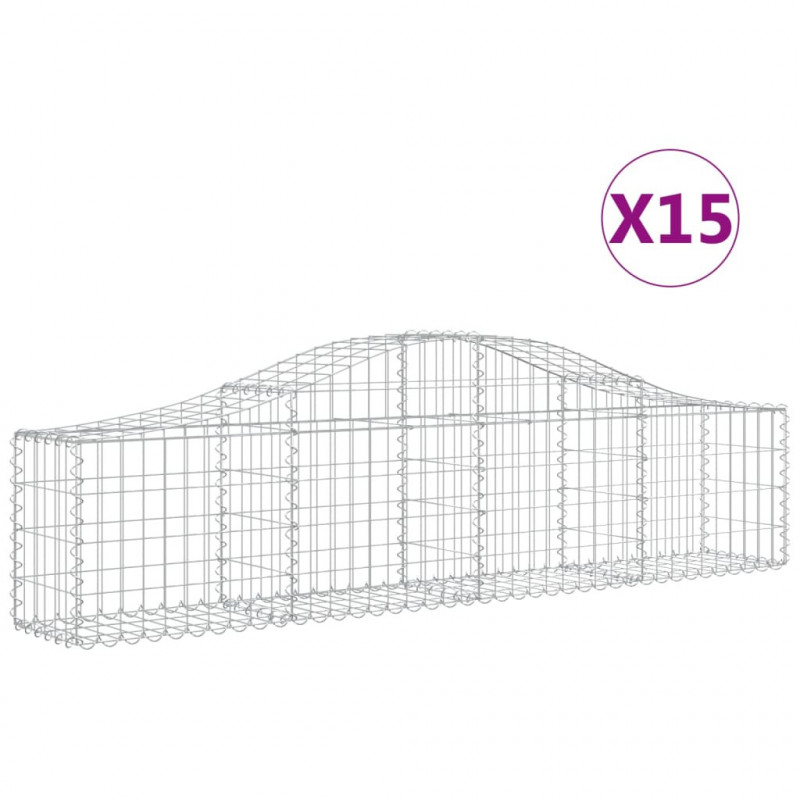 Kosze gabionowe, 15 szt, 200x30x40/60 cm, galwanizowane żelazo
