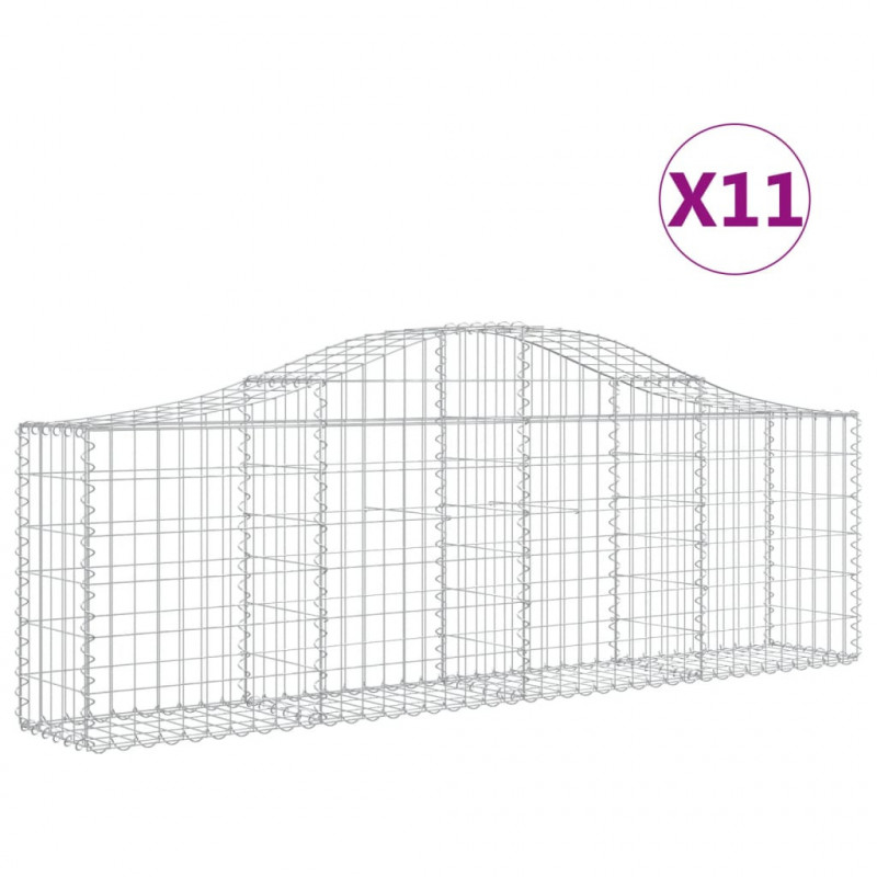 Kosze gabionowe, 11 szt, 200x30x60/80 cm, galwanizowane żelazo