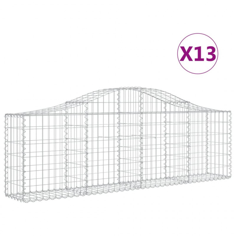 Kosze gabionowe, 13 szt, 200x30x60/80 cm, galwanizowane żelazo