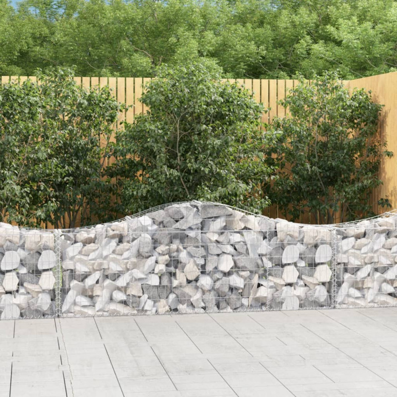 Kosze gabionowe, 14 szt, 200x30x60/80 cm, galwanizowane żelazo