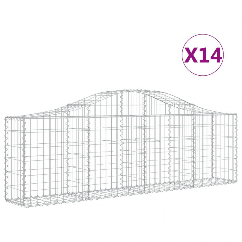 Kosze gabionowe, 14 szt, 200x30x60/80 cm, galwanizowane żelazo