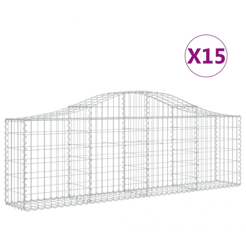 Kosze gabionowe, 15 szt, 200x30x60/80 cm, galwanizowane żelazo