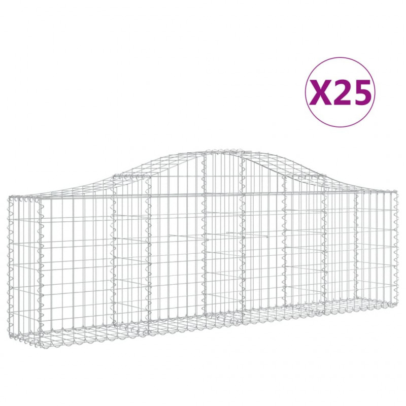 Kosze gabionowe, 25 szt, 200x30x60/80 cm, galwanizowane żelazo