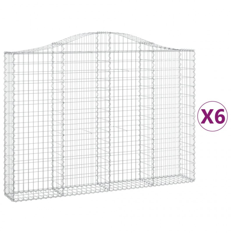 Kosze gabionowe, 6 szt, 200x30x140/160 cm, galwanizowane żelazo
