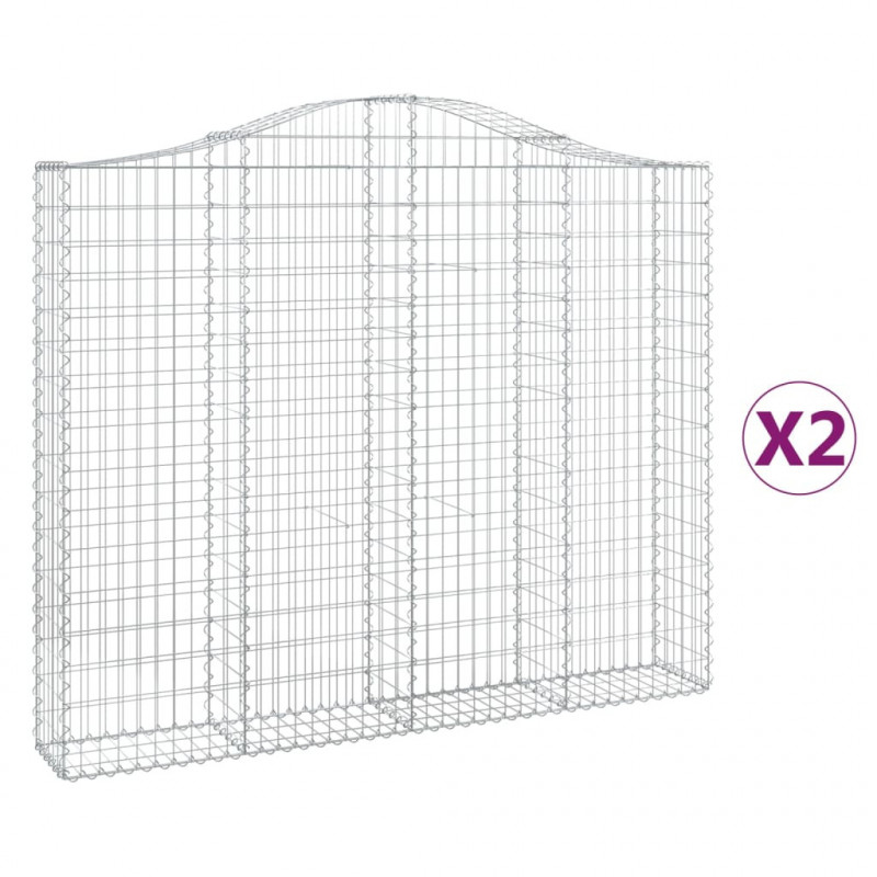 Kosze gabionowe, 2 szt, 200x30x160/180 cm, galwanizowane żelazo