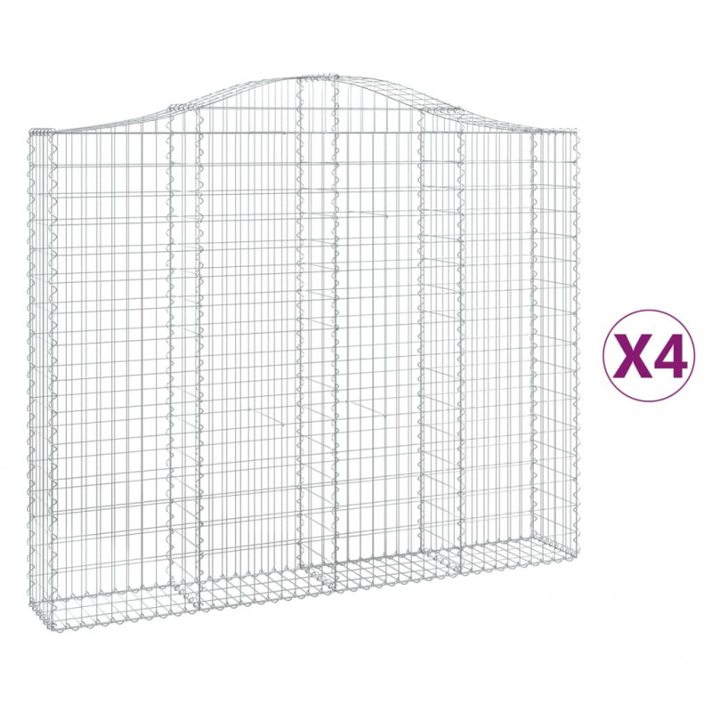 Kosze gabionowe, 4 szt, 200x30x160/180 cm, galwanizowane żelazo