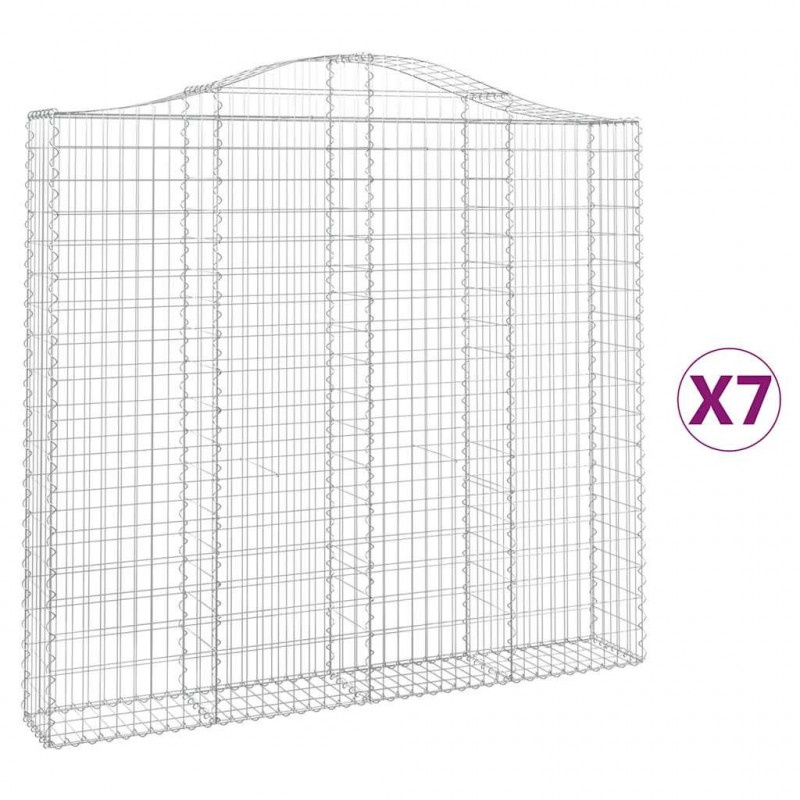 Kosze gabionowe, 7 szt, 200x30x180/200 cm, galwanizowane żelazo