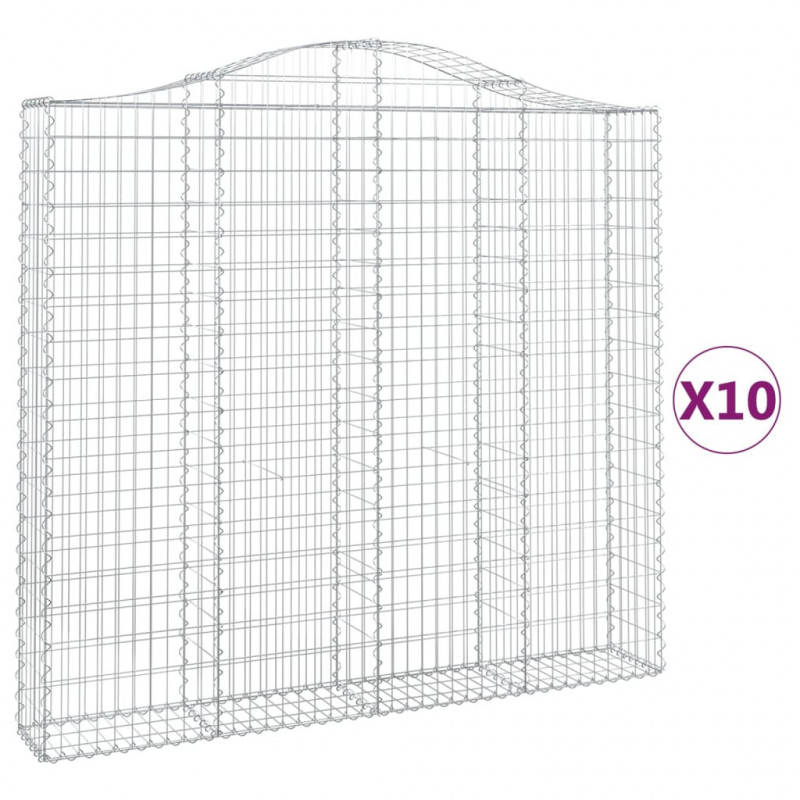 Kosze gabionowe, 10 szt, 200x30x180/200cm, galwanizowane żelazo
