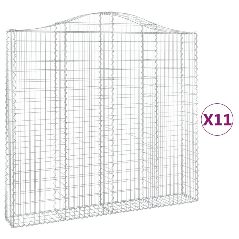 Kosze gabionowe, 11 szt, 200x30x180/200cm, galwanizowane żelazo