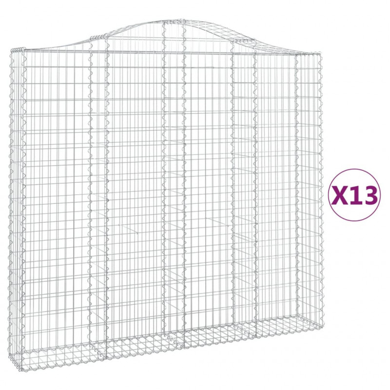 Kosze gabionowe, 13 szt, 200x30x180/200cm, galwanizowane żelazo
