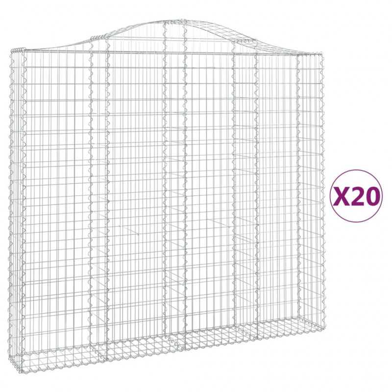 Kosze gabionowe, 20 szt, 200x30x180/200cm, galwanizowane żelazo
