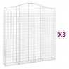 Kosze gabionowe, 3 szt, 200x30x200/220 cm, galwanizowane żelazo
