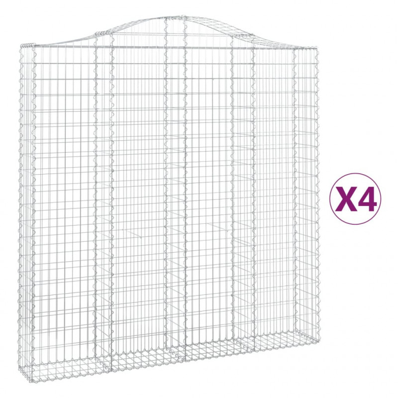 Kosze gabionowe, 4 szt, 200x30x200/220 cm, galwanizowane żelazo