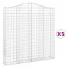 Kosze gabionowe, 5 szt, 200x30x200/220 cm, galwanizowane żelazo