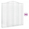 Kosze gabionowe, 6 szt, 200x30x200/220 cm, galwanizowane żelazo