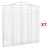 Kosze gabionowe, 7 szt, 200x30x200/220 cm, galwanizowane żelazo