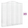 Kosze gabionowe, 9 szt, 200x30x200/220 cm, galwanizowane żelazo